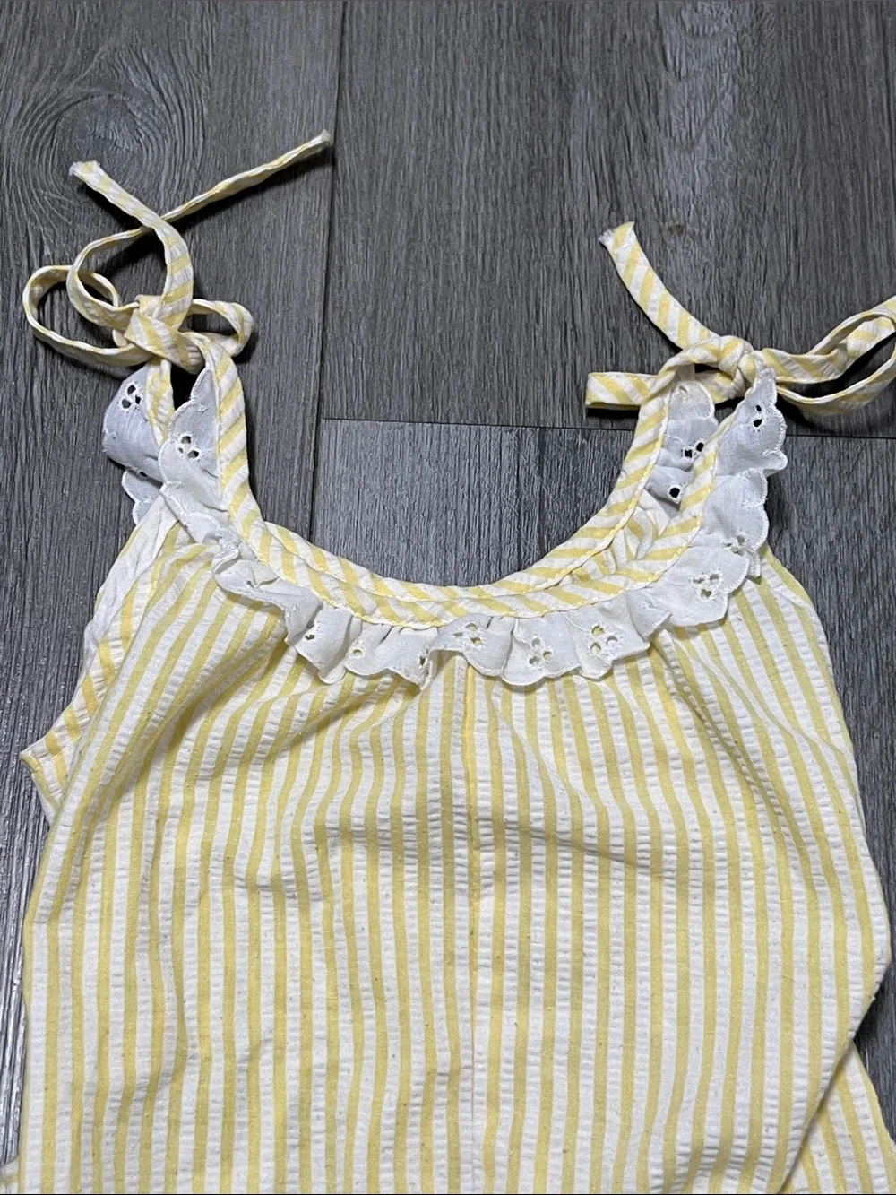 Carter’s toddler vintage light yellow striped one piece romper / size 2T